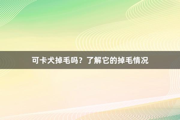 可卡犬掉毛吗？了解它的掉毛情况